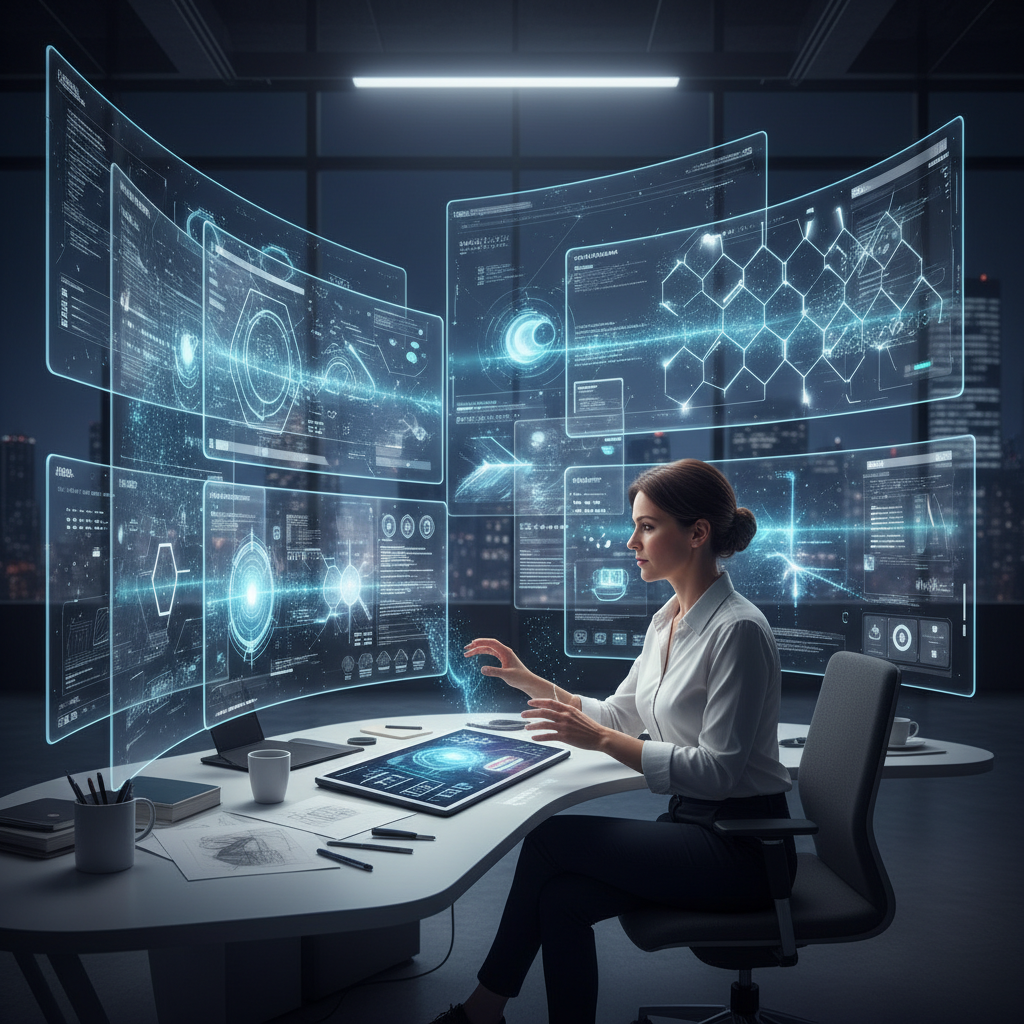 Bir ziyaretçinin, bir interaktif fuar standının dokunmatik ekranını kullanırken çekilmiş yakın çekim bir fotoğrafı. Ziyaretçinin yüz ifadesi merak ve ilgi dolu, stand ile interaktif olarak bilgi alıyor.